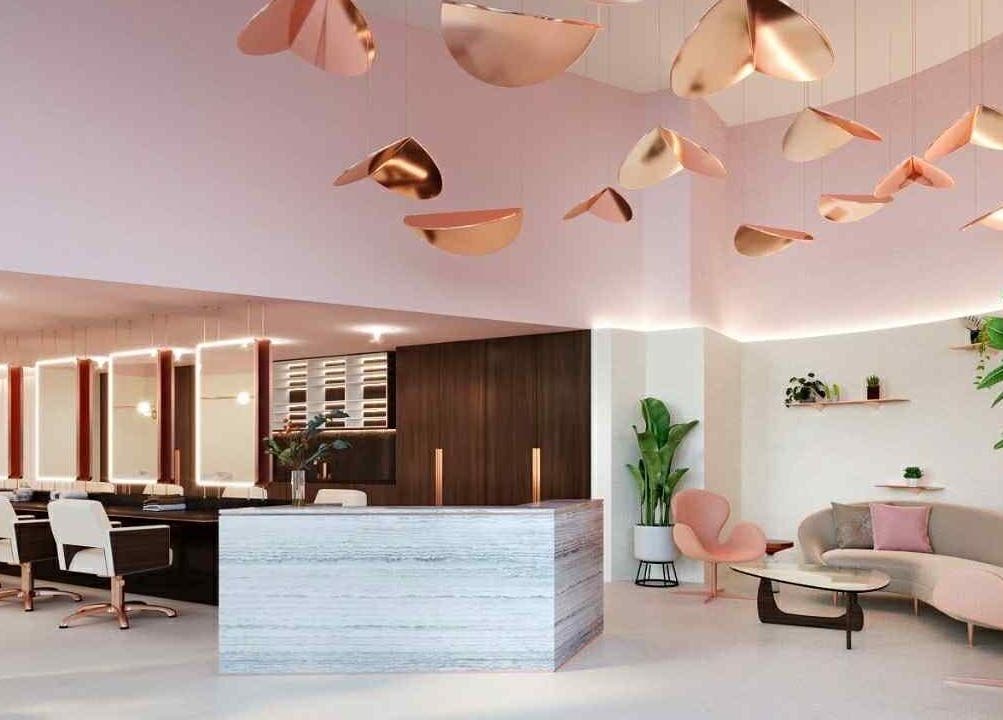 Stylish interior of Hair by Martin Dubai in Hair Salon by Pierre, Damac Heights, Dubai, Dubai, AE with modern decor.