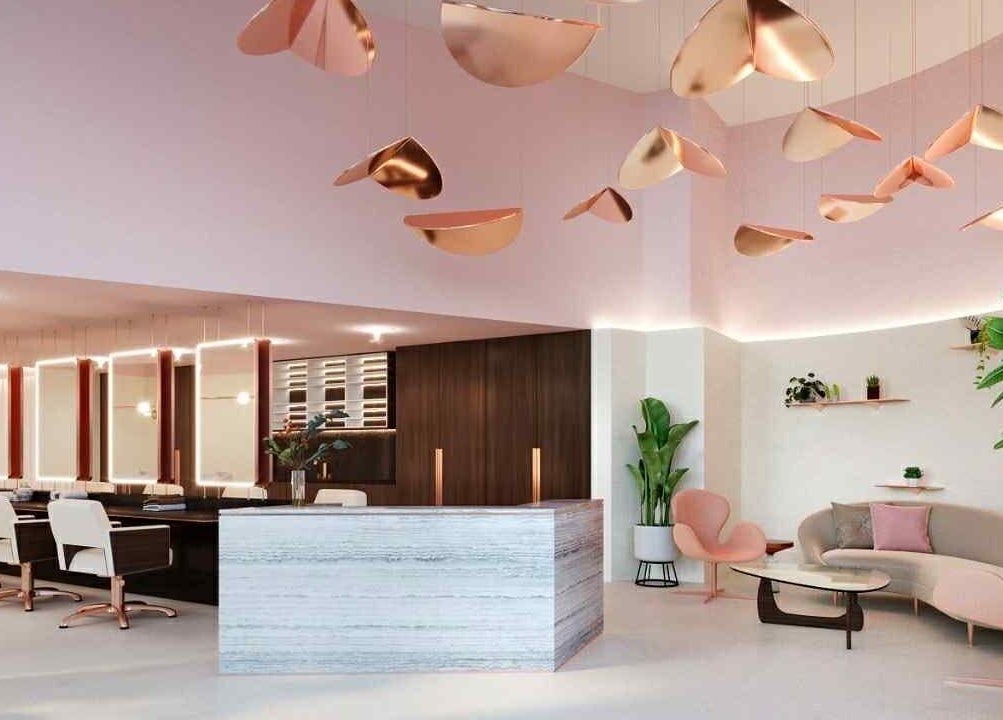 Stylish interior of Hair by Martin Dubai in Hair Salon by Pierre, Damac Heights, Dubai, Dubai, AE with modern decor.