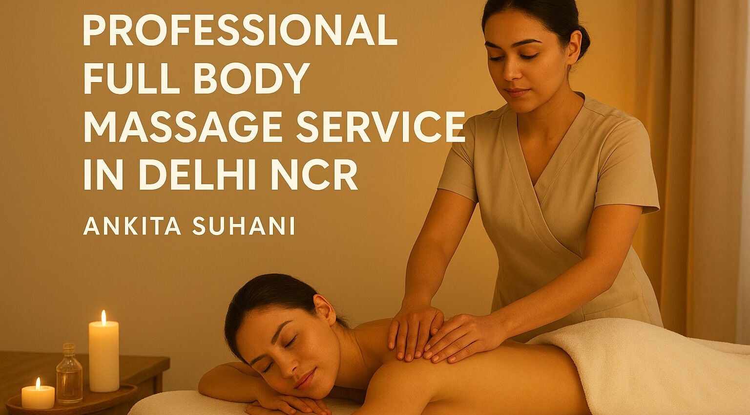 Relaxing professional massage session at Delhi Massage Service, New Delhi, Delhi, IN. Candlelit ambiance for wellness.