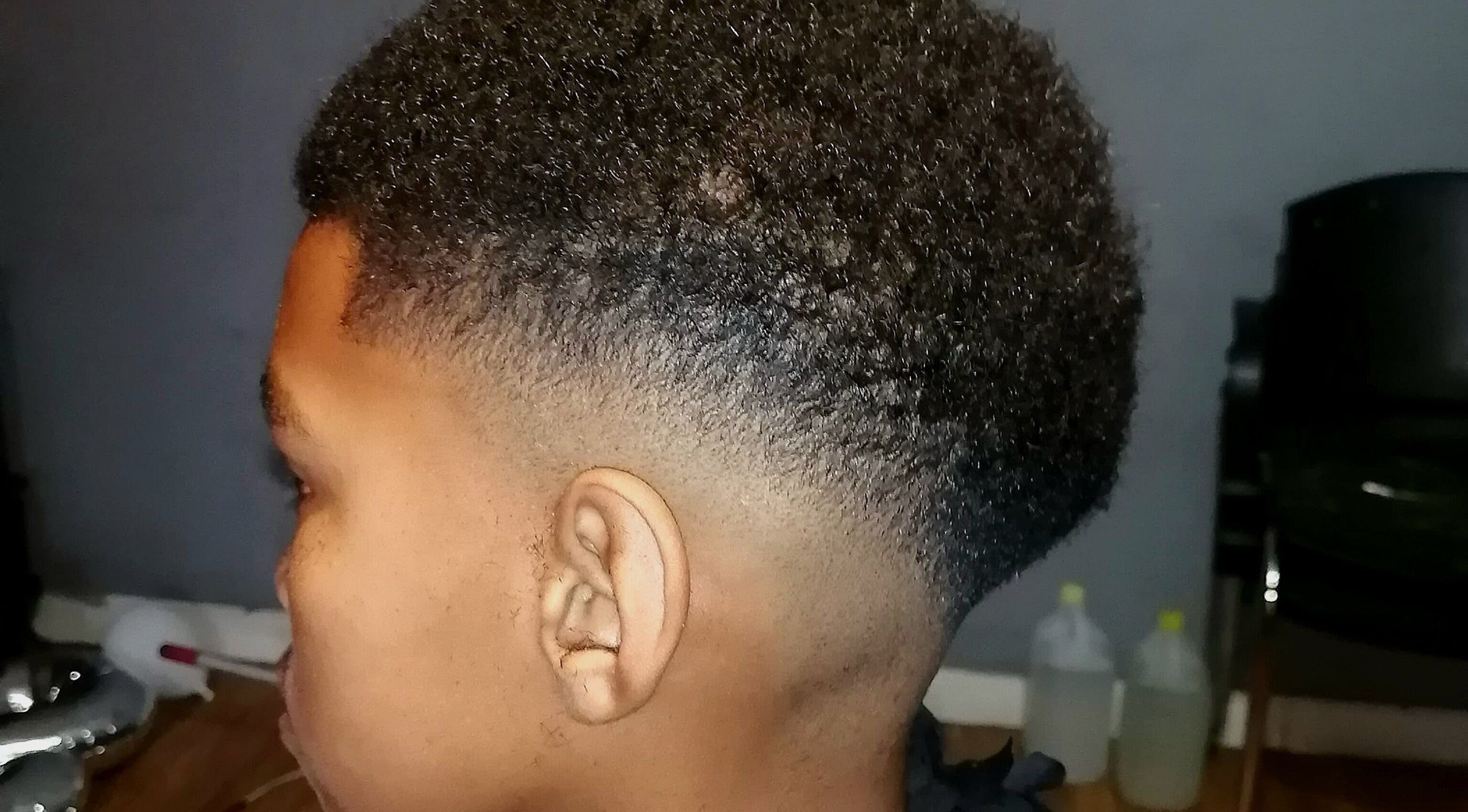 Close-up of a stylish fade haircut at Seth's Parlor, Cape Town, Western Cape, ZA.