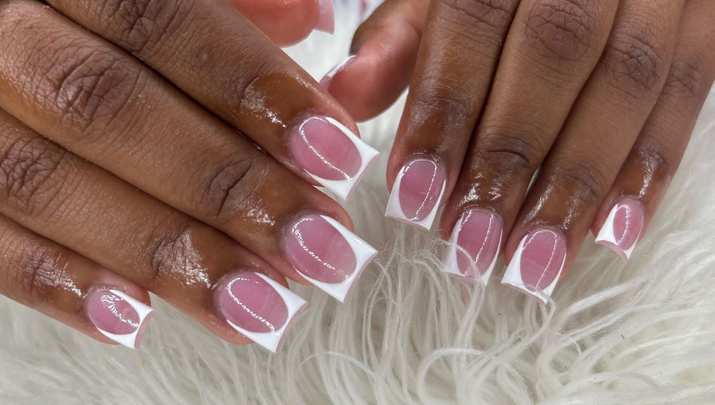 Stylish French manicure at The Nail & Beauty Box, Nassau, New Providence, BS.