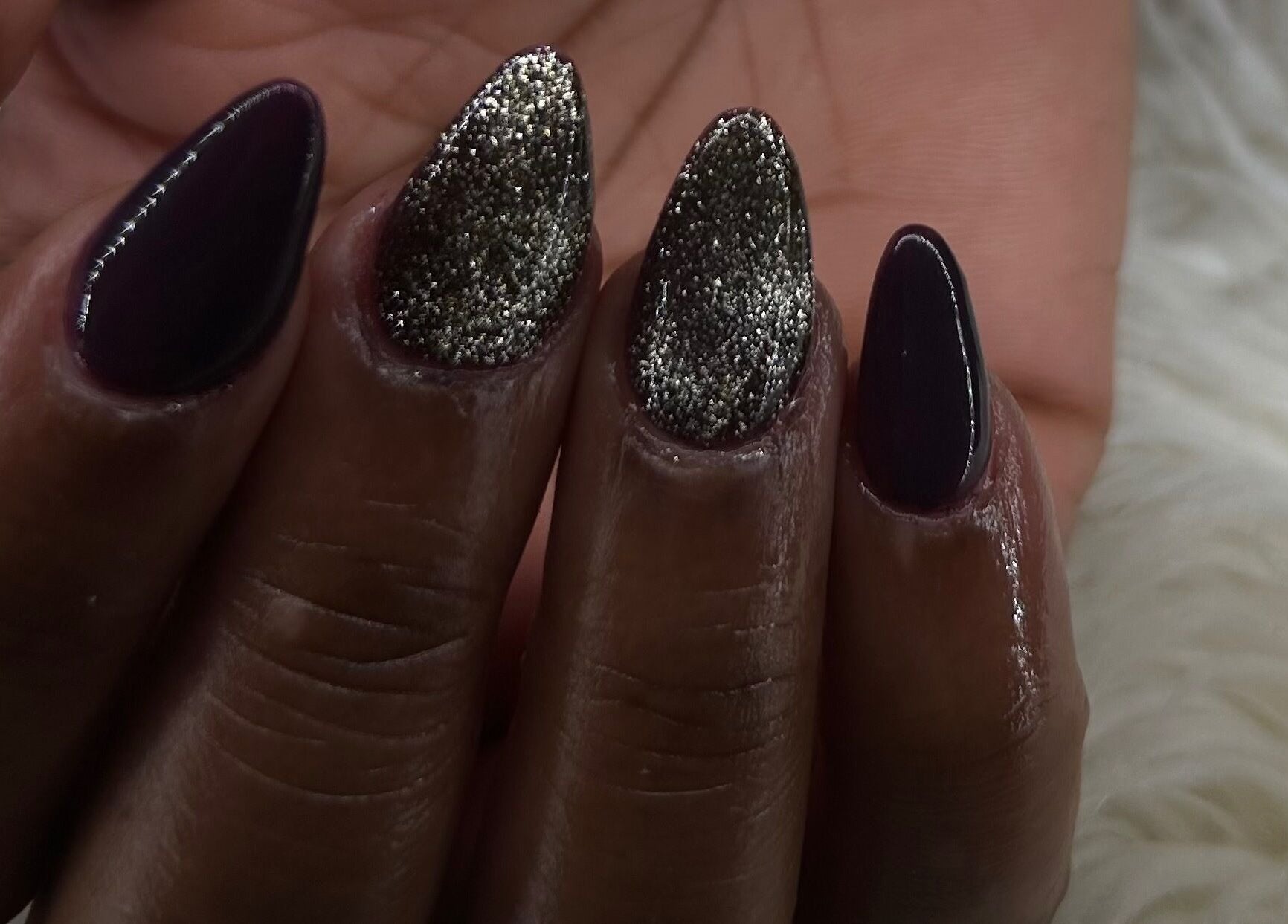 Glamorous glitter nails at The Nail & Beauty Box, Nassau, New Providence, BS. Perfect for elegant occasions.