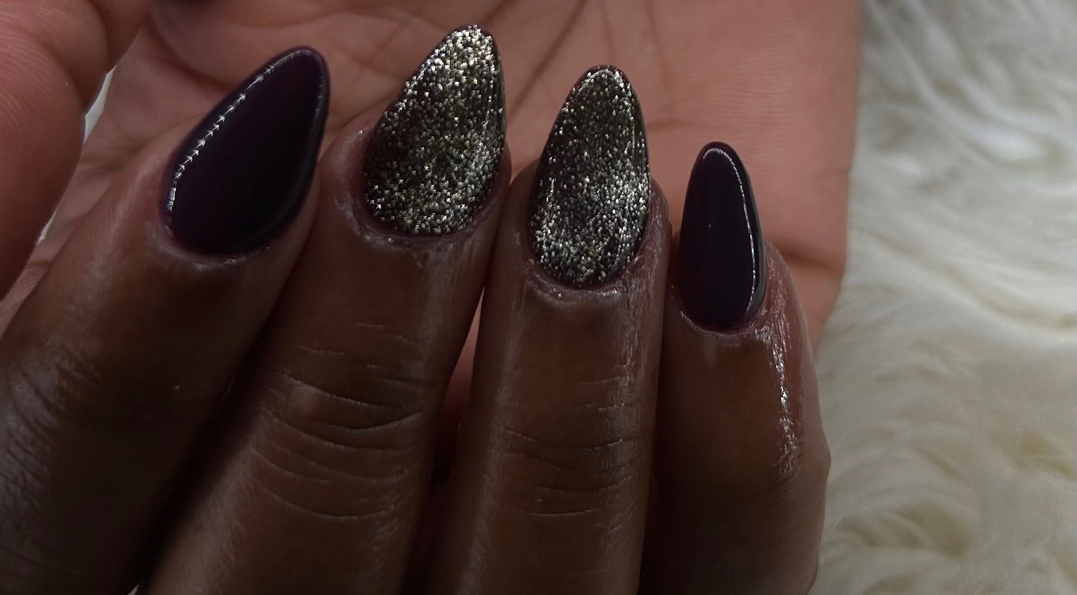Glamorous glitter nails at The Nail & Beauty Box, Nassau, New Providence, BS. Perfect for elegant occasions.