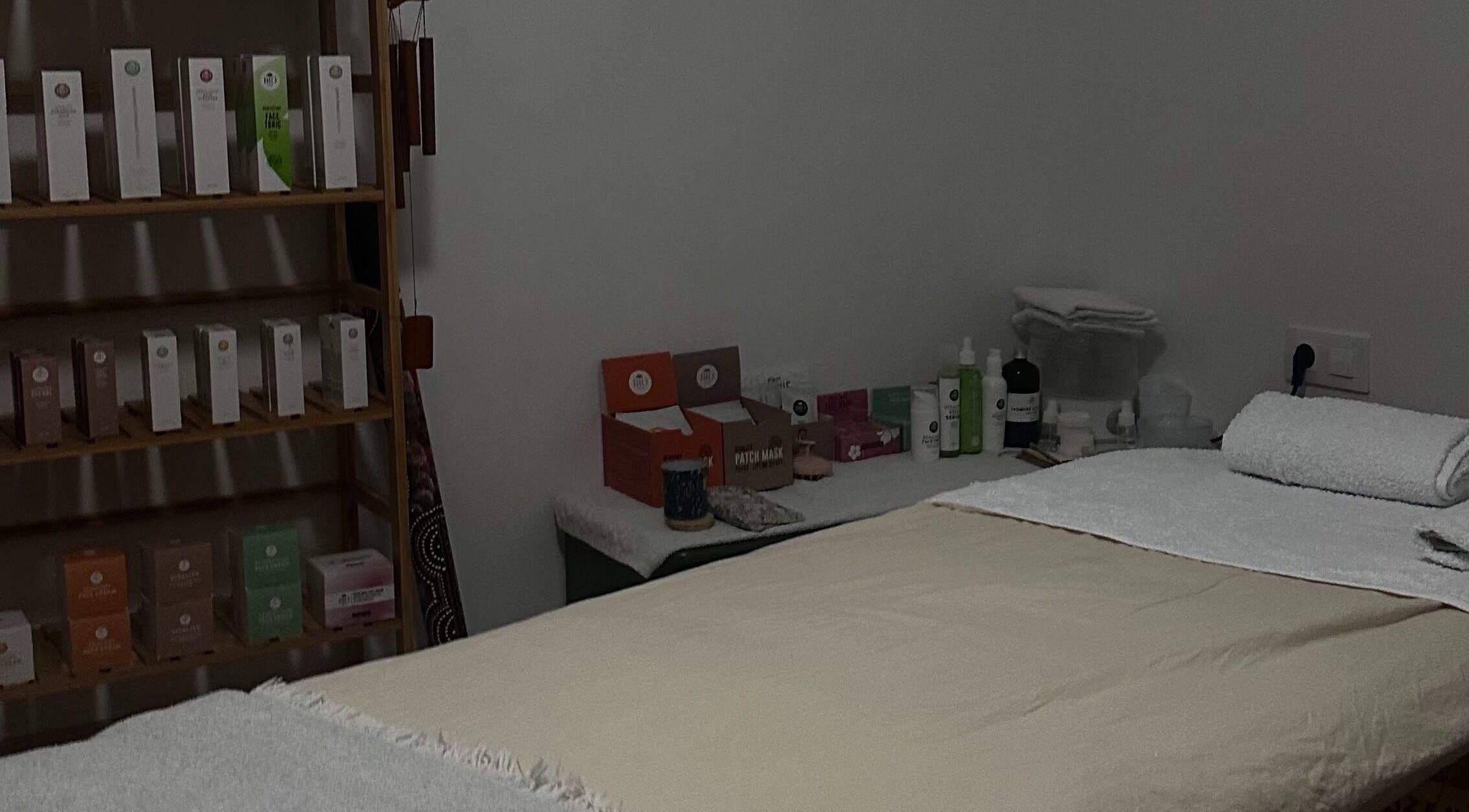 Treatment room with massage bed at Head and Soul Spa Costa Blanca, JÁVEA, Comunidad Valenciana, ES.