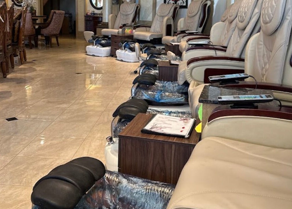 Comfy pedicure chairs at Shellac Nail & Spa, Oklahoma City, Oklahoma for ultimate relaxation.