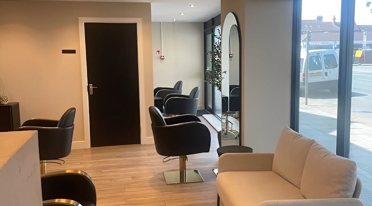 Modern seating area at Ziba Beauty Lounge in Portsmouth, England, GB with stylish chairs and a welcoming ambiance.