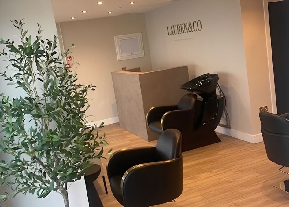 Modern reception with sleek chairs at Ziba Beauty Lounge, Portsmouth, England, GB.