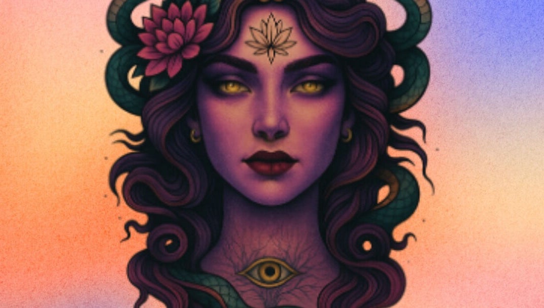 Mystische Damenillustration bei Soul Art in Leipzig, Sachsen, DE. Spirituelle Kunst mit intensiven Farben.