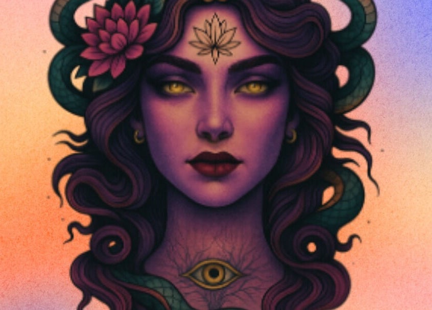 Mystische Illustration, inspiriert von Wellness bei Soul Art, Leipzig, Sachsen, DE, mit spirituellem Design.