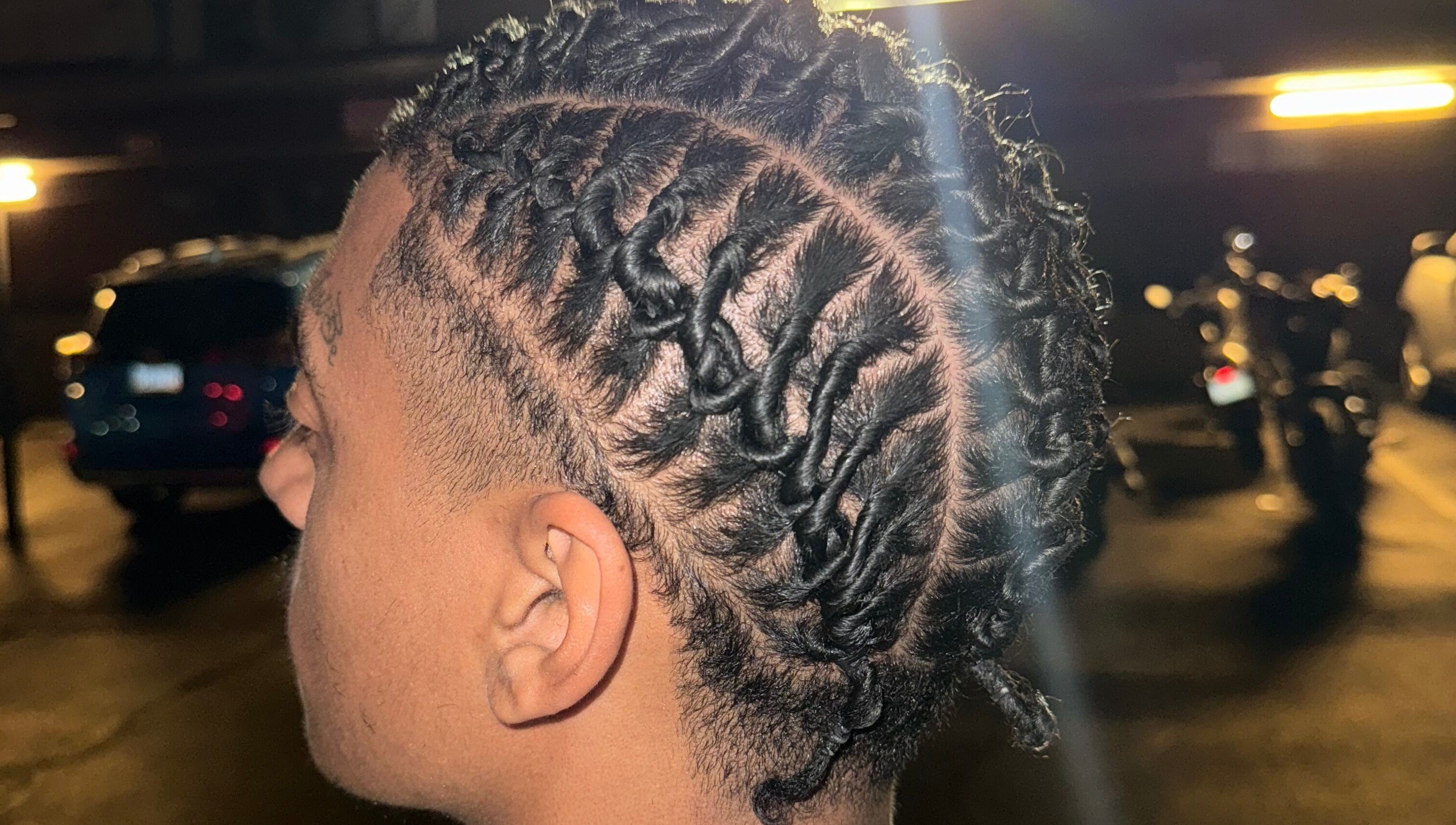 Close-up of intricate locs at Loc’d in by Dej, Paradise, Nevada, US, showcasing detailed hair artistry.