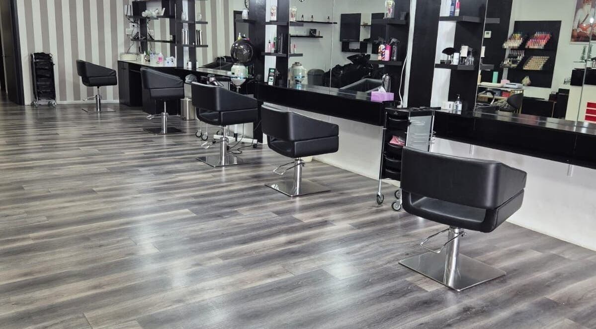 Modern salon seating at Luxe Hair & Beauty Salon, Hamilton, Waikato Region, NZ.