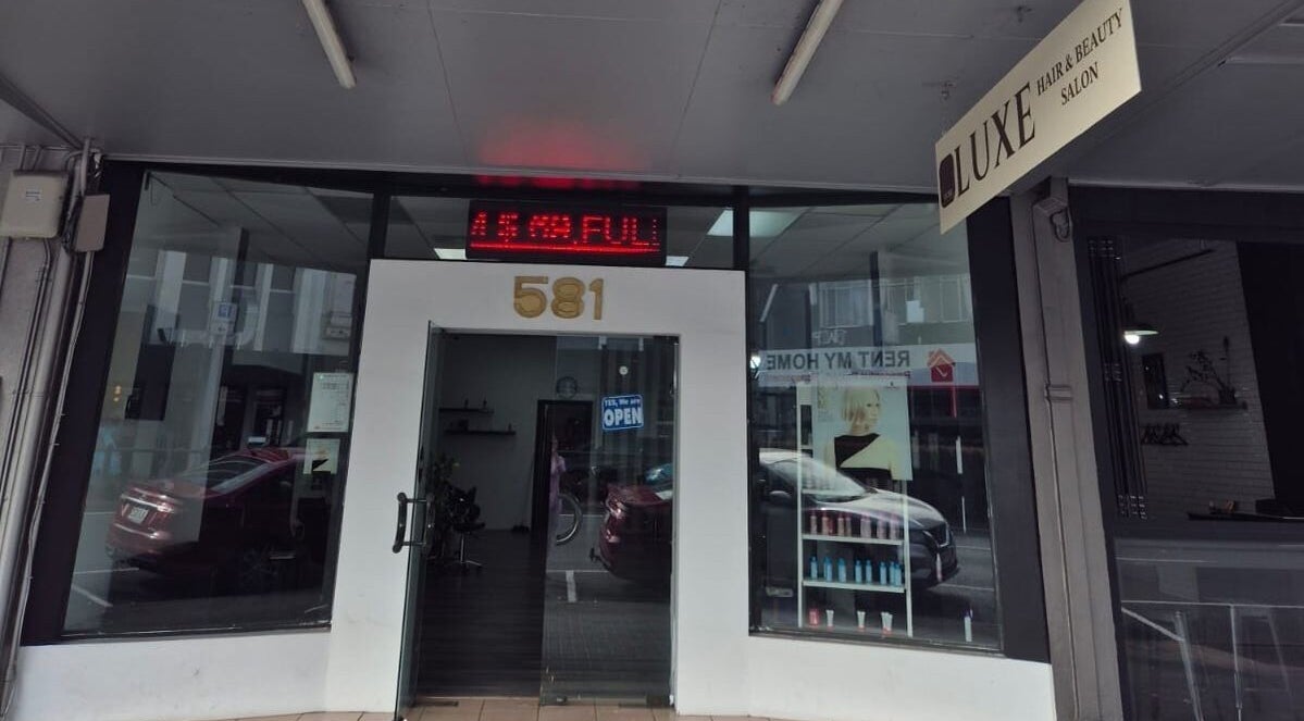 Entrance of Luxe Hair & Beauty Salon located in Hamilton, Waikato Region, NZ.