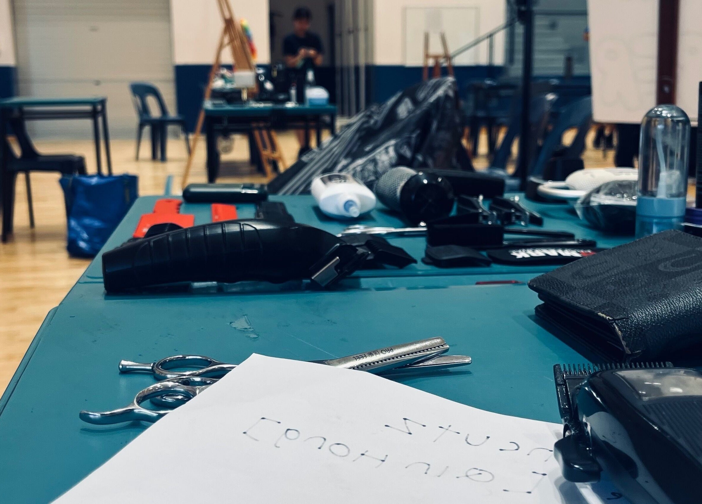 Tools arranged on salon table at fanfadess, Singapore, Singapore, SG. Ready for beauty services.