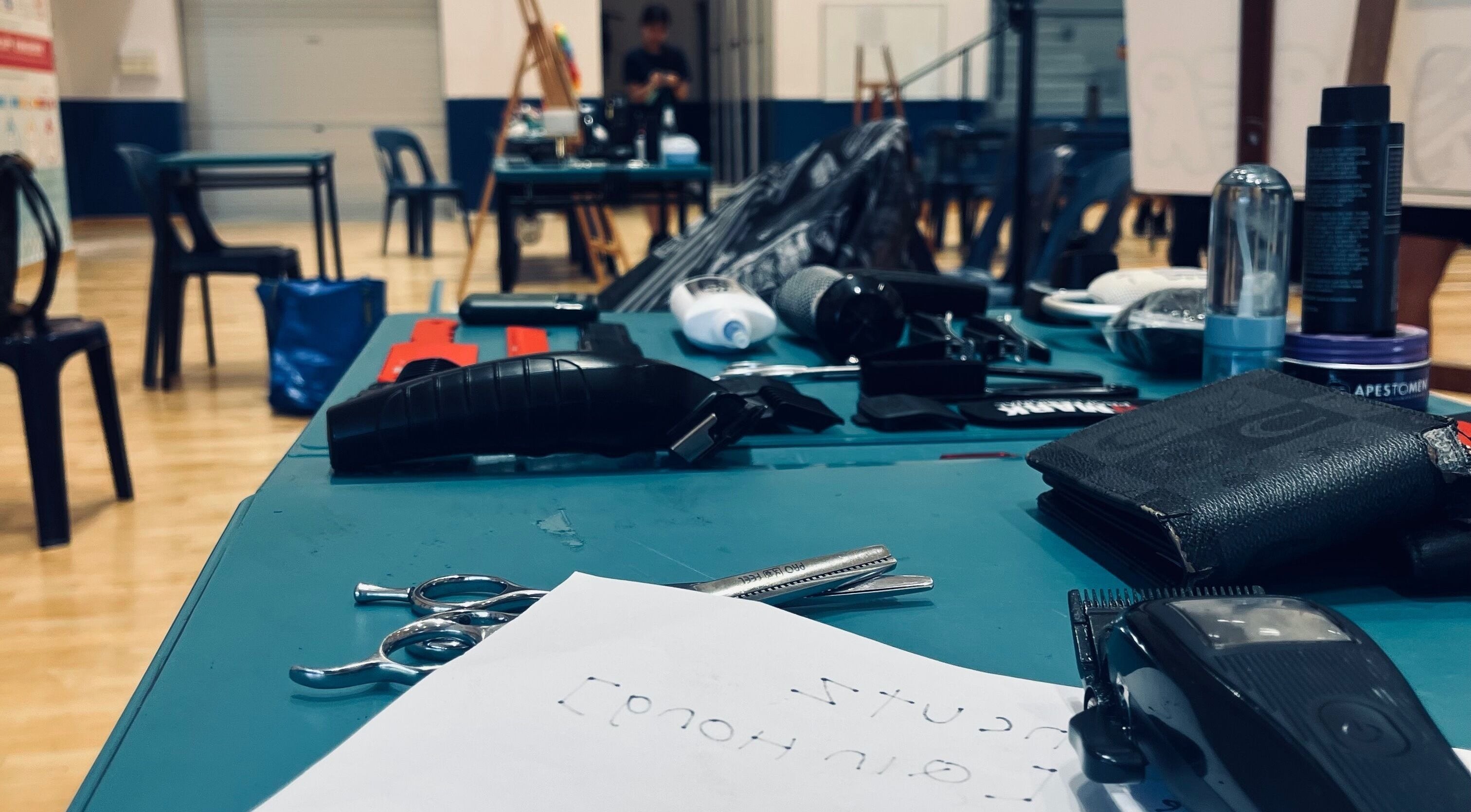 Tools arranged on salon table at fanfadess, Singapore, Singapore, SG. Ready for beauty services.