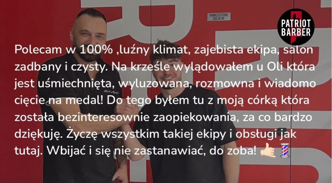 Opinie zadowolonych klientów w Patriot Barberletnica, Gdańsk, Województwo Pomorskie, PL