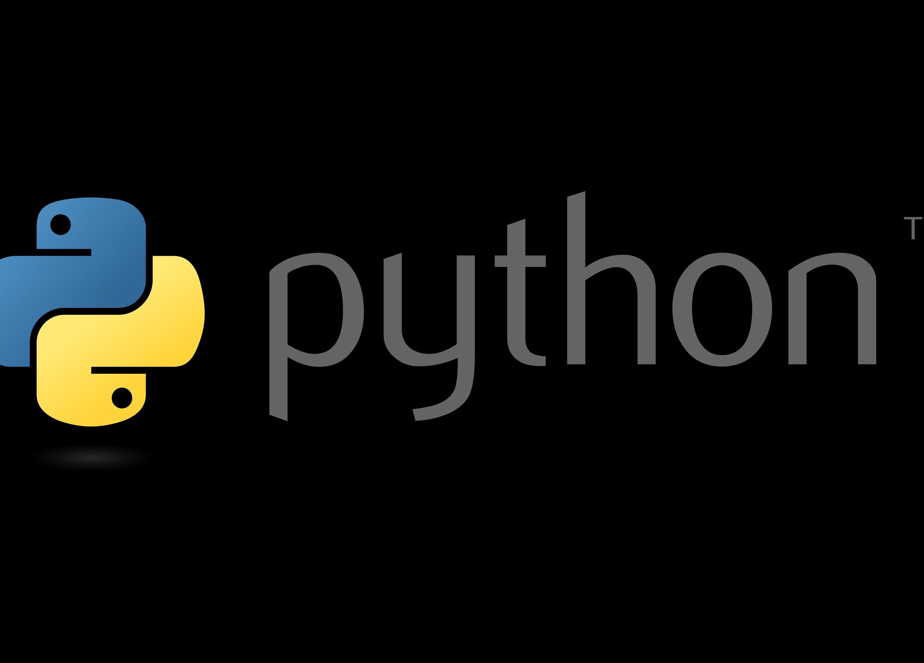 Python logo on black background representing programming at Test in São Paulo, São Paulo, BR.