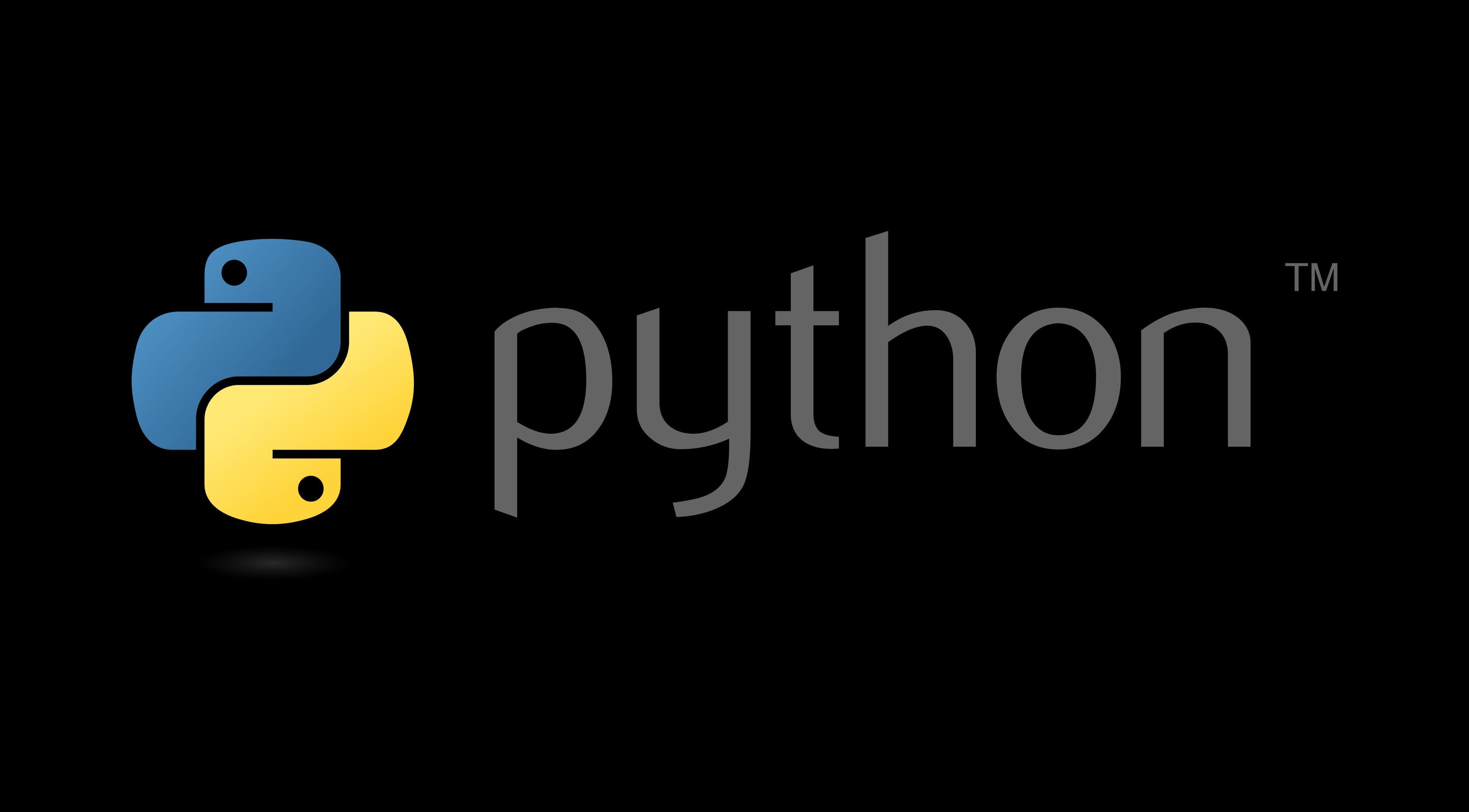 Python logo on black background representing programming at Test in São Paulo, São Paulo, BR.