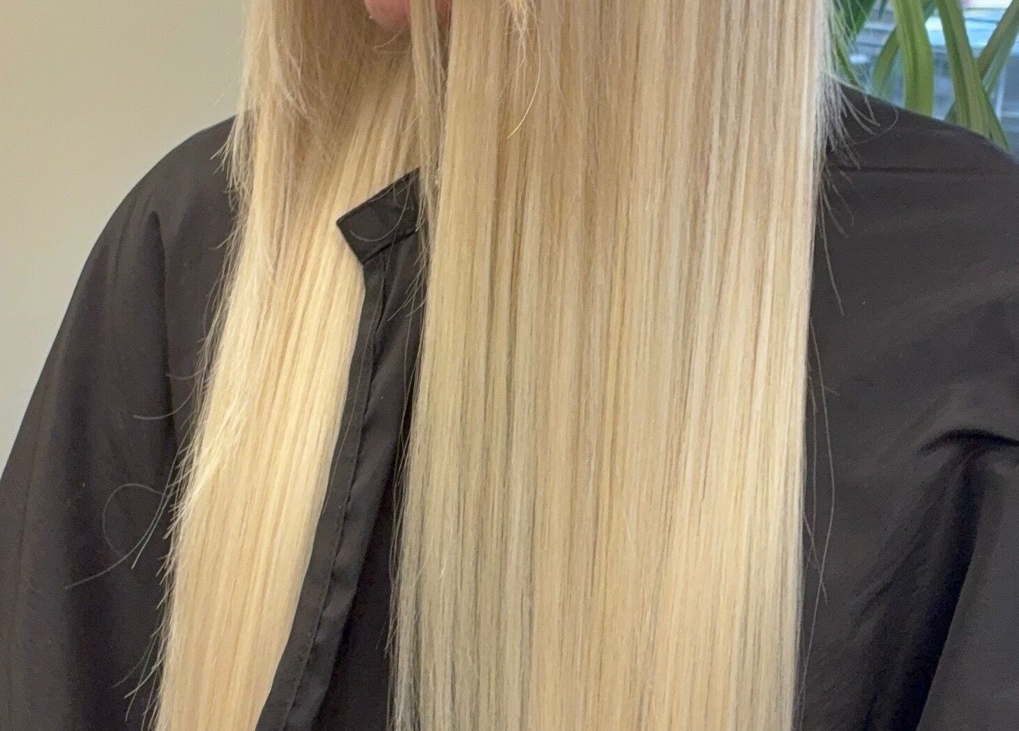Long straight blonde hair styled at Navie Studio, Hull, England, GB showcasing sleek salon results.