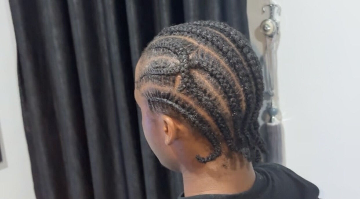 Intricate cornrow braids styled at Haiz_by_temi, Port Harcourt, Rivers, NG.