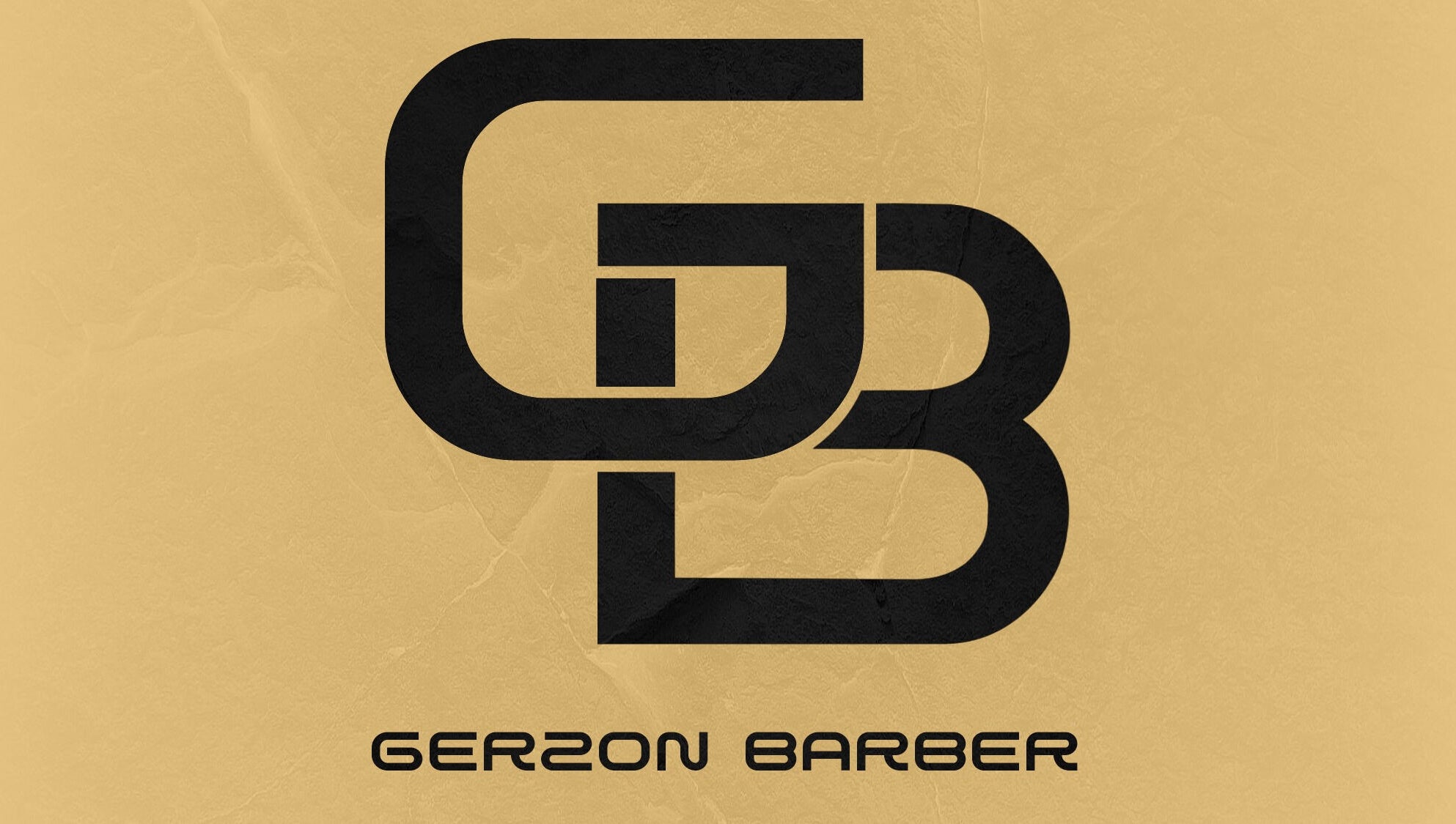 Logotipo de Gerzon barber en fondo dorado, Maiquetía, La Guaira, VE.