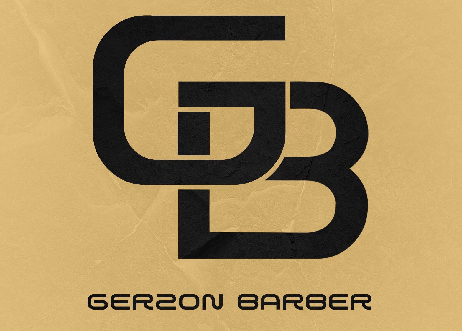 Logotipo de Gerzon barber en fondo dorado, Maiquetía, La Guaira, VE.