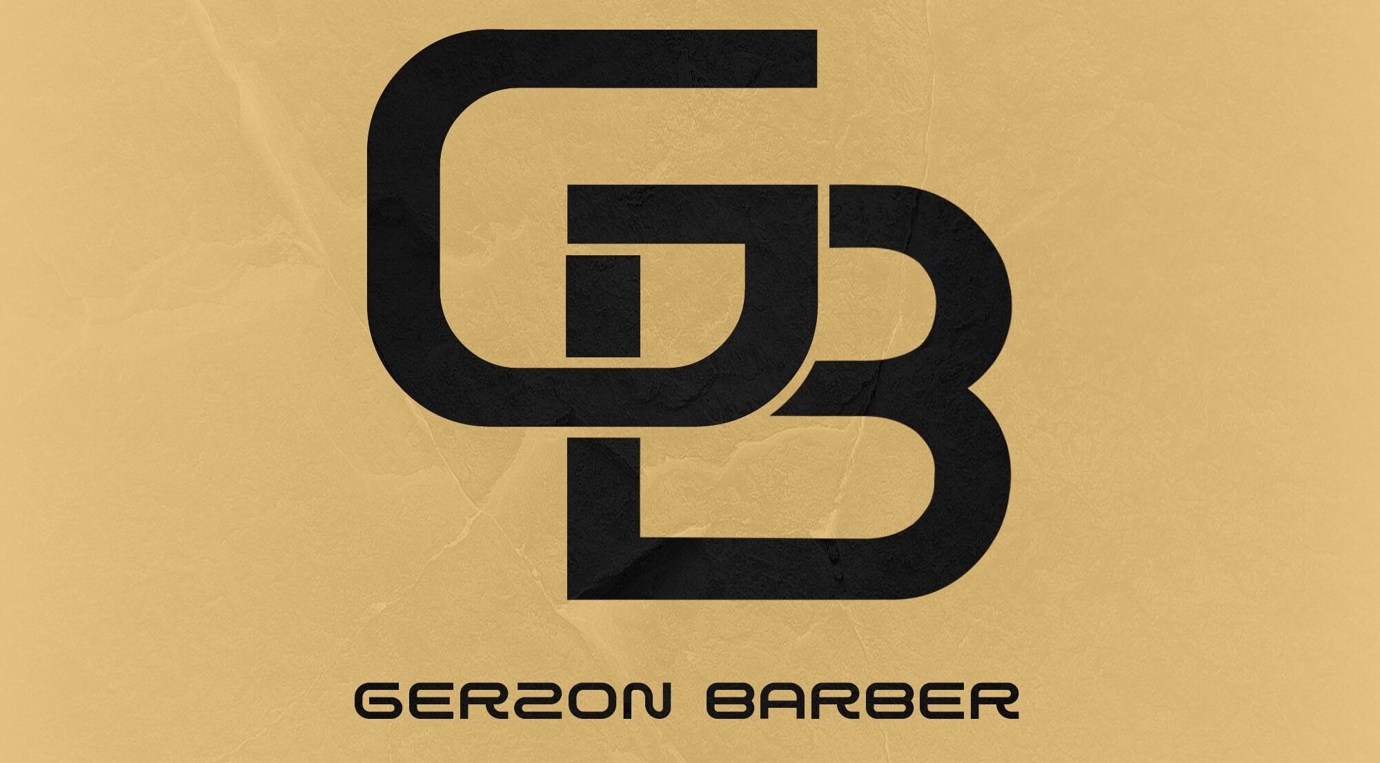 Logotipo de Gerzon barber en fondo dorado, Maiquetía, La Guaira, VE.