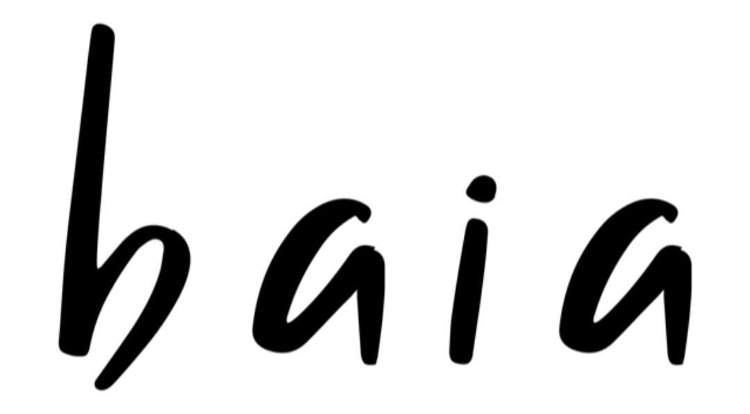 Stylized 'baia' script logo at PSI Breathing, Bridgetown, Saint Michael, BB.