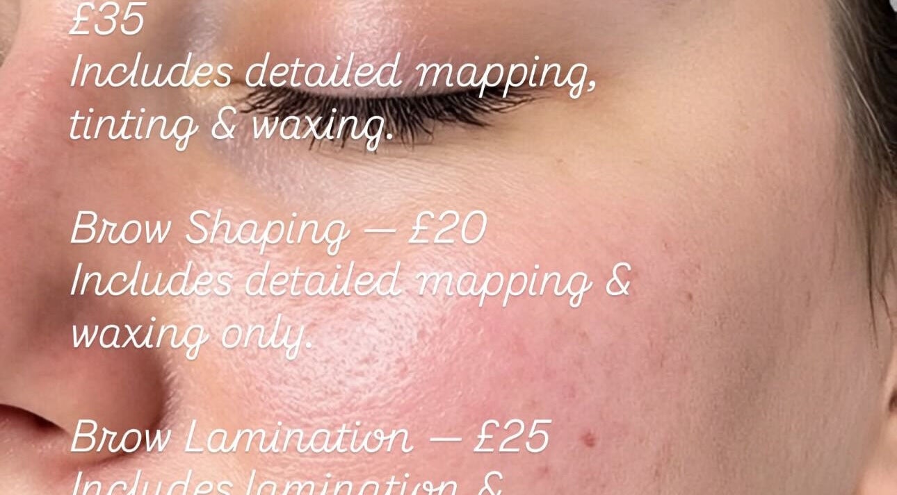 Close-up of eye with elegant brow signifies services at Refined Lashes, Crawley, England, GB.