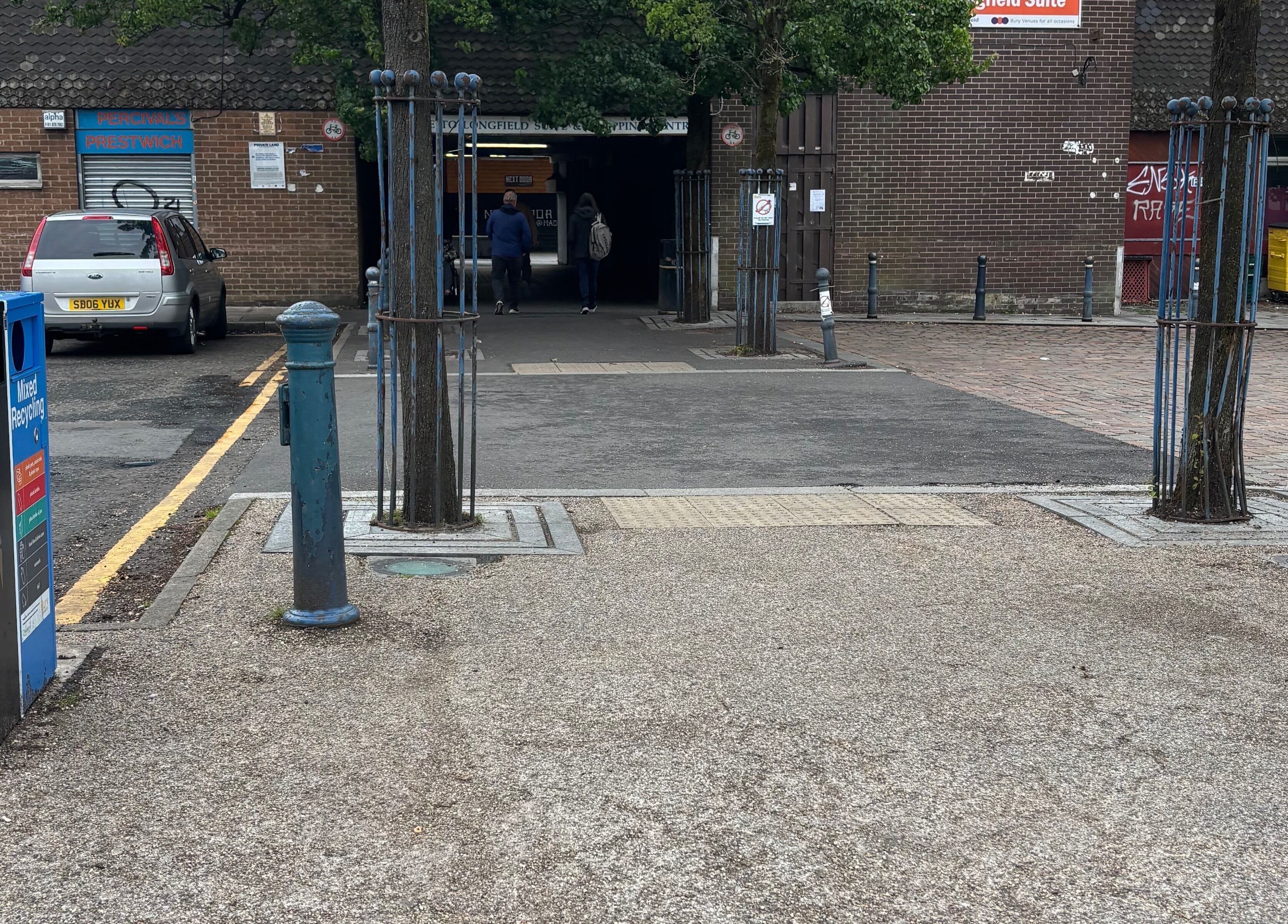 Entrance to Ej beauty service at Prestwich, England, GB, featuring parking and walkways.
