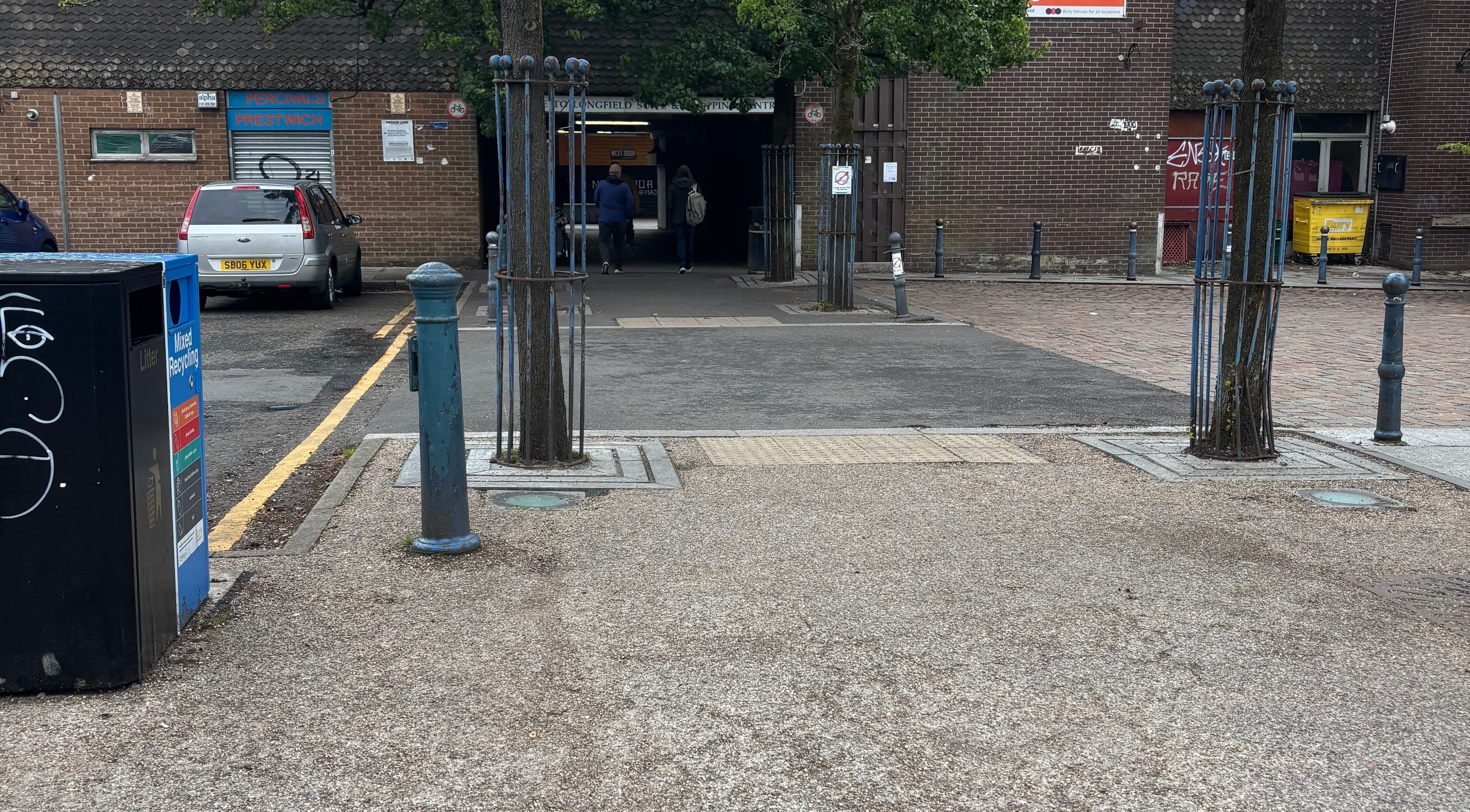 Entrance to Ej beauty service at Prestwich, England, GB, featuring parking and walkways.