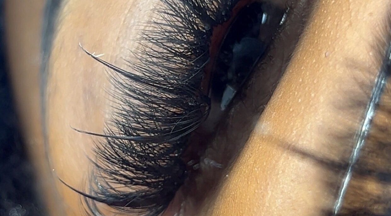 Close-up of eyelash extensions at Lashedby__rgb, Lagos, Lagos, NG.