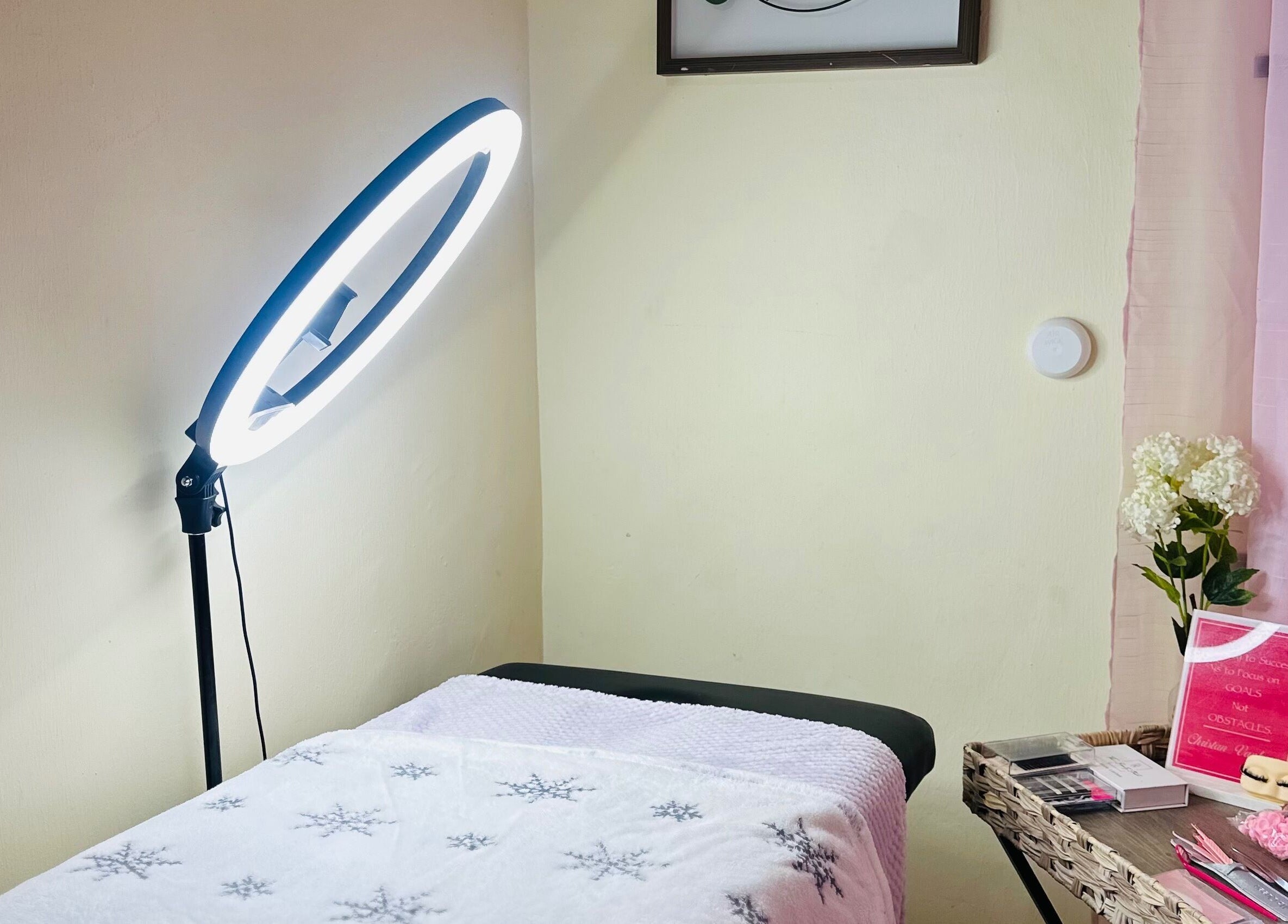 Cozy treatment room at Mahali Mooi, Portmore, St. Catherine Parish, JM with lighting and decor.