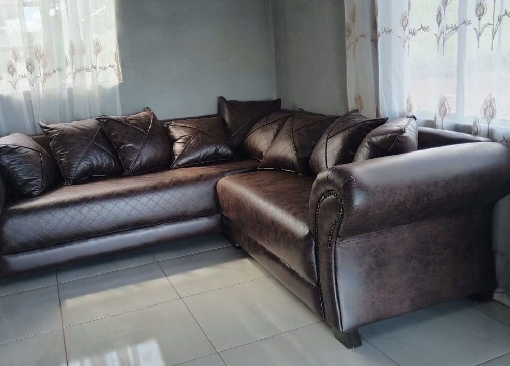 Cozy leather sofa at Mini Nails Bar, Pongola, KZN, ZA. Perfect relaxation spot.