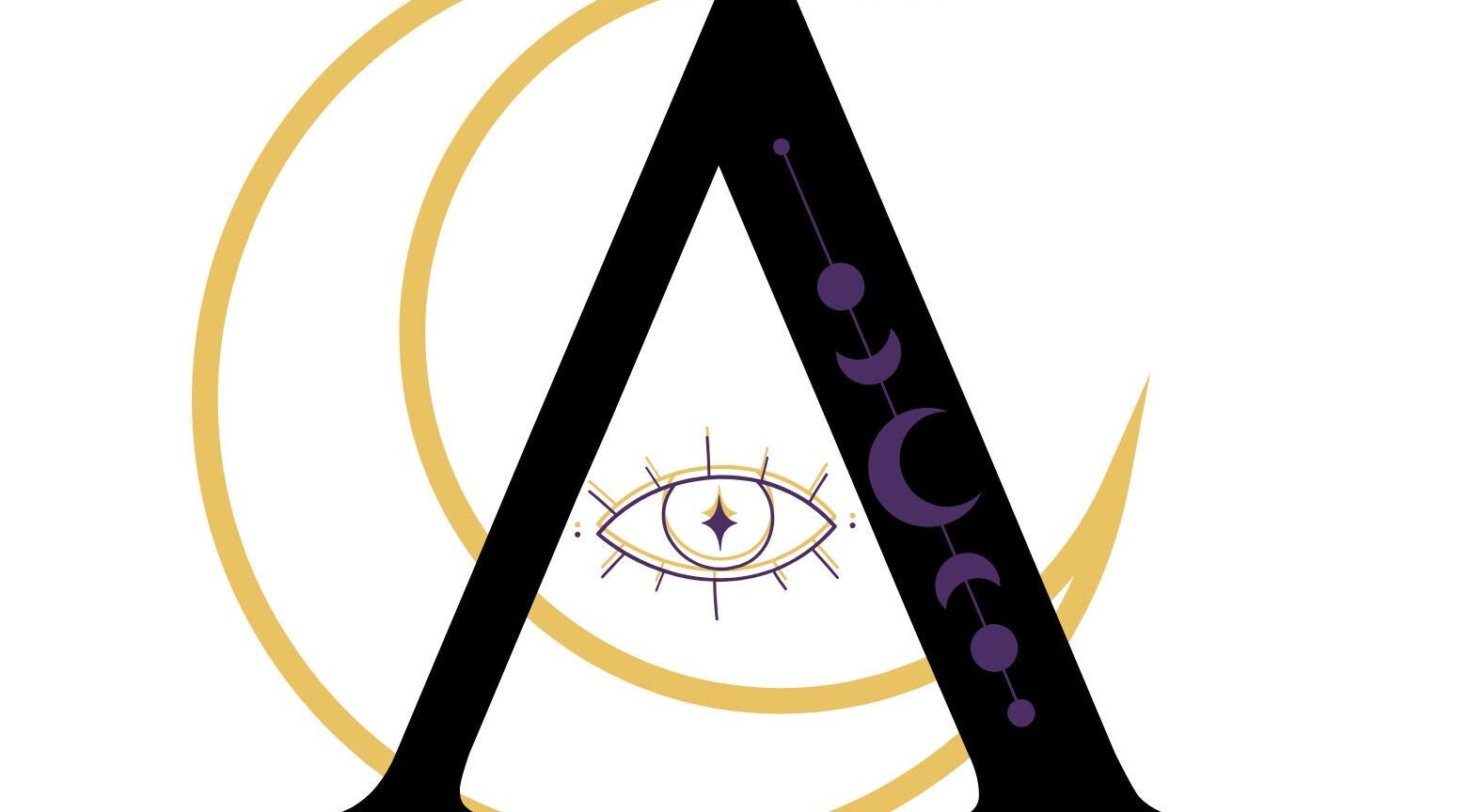 Logotipo de Alquimia Studio en Ciudad Apodaca, Nuevo León, MX, presenta un diseño místico con un ojo y luna.