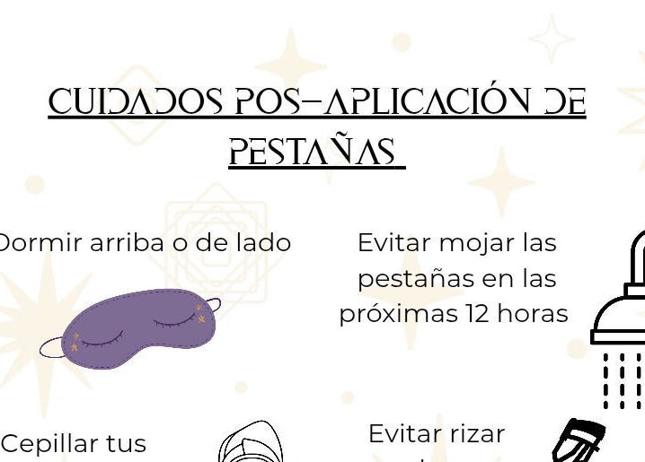 Guía post-aplicación de pestañas en Alquimia Studio, Ciudad Apodaca, Nuevo León, MX.