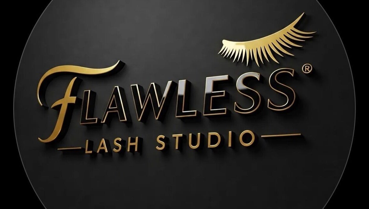 Flawless Lash Studio logo in Windhoek, Khomas Region, NA set against a sleek black background.