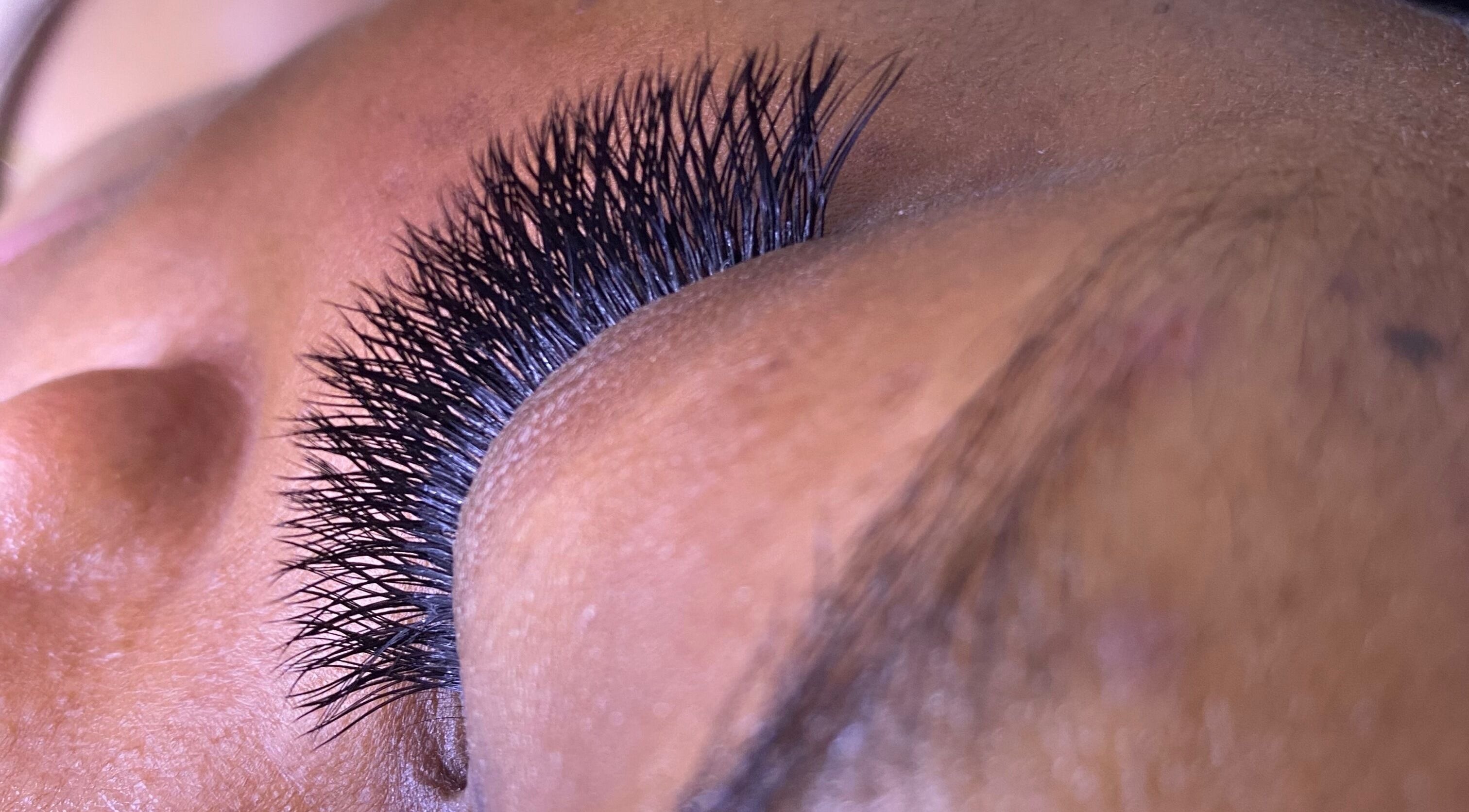 Close-up of expertly applied eyelash extensions at Flawless Lash Studio, Windhoek, Khomas Region, NA.