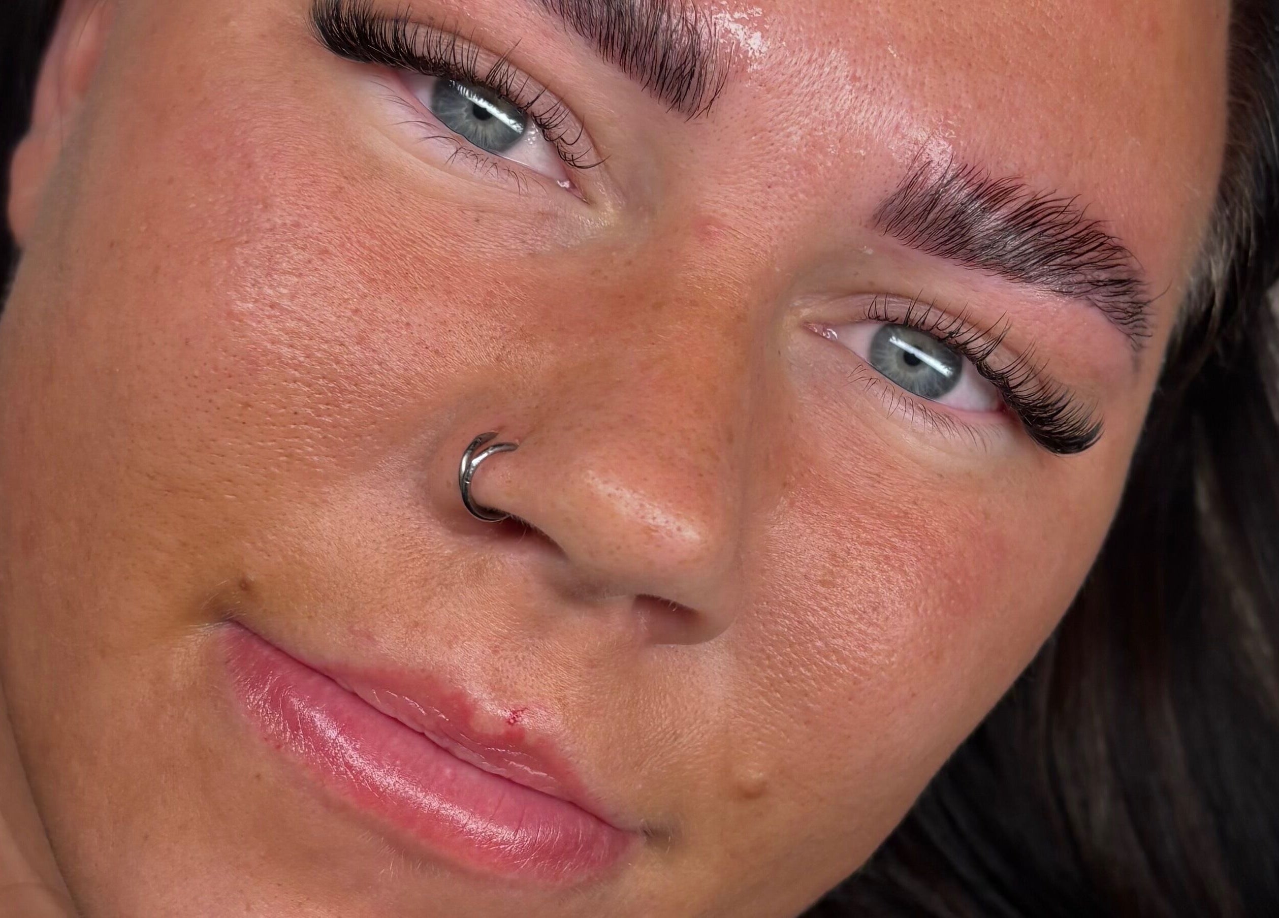 Close-up of refined eyebrows at Klash Beauty, Clay Cross, England, GB showcasing expert styling.