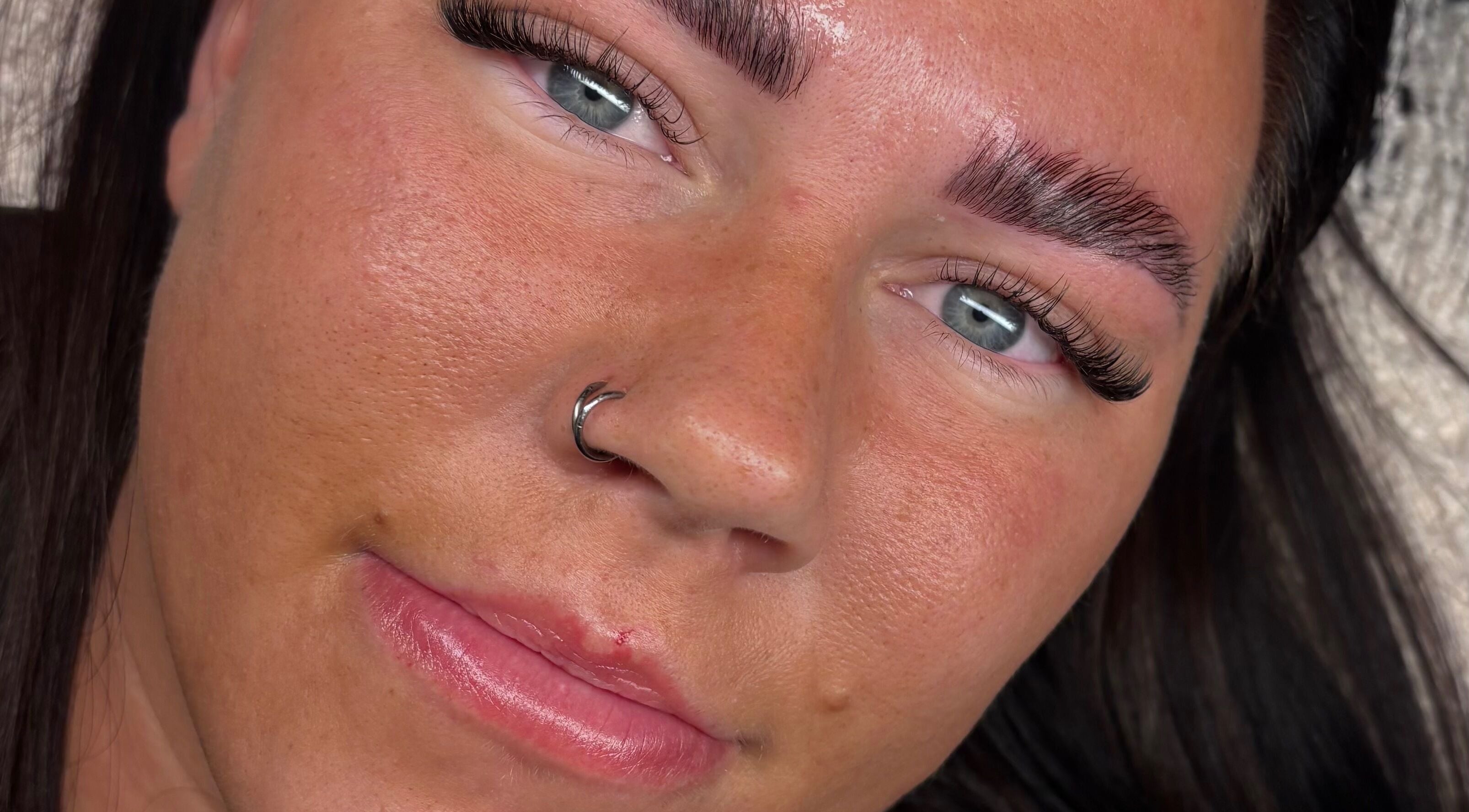 Close-up of refined eyebrows at Klash Beauty, Clay Cross, England, GB showcasing expert styling.