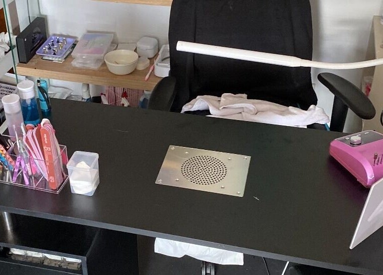 Nail station at Gnarly Nailz in Camira, Queensland, AU with tools and manicure equipment.