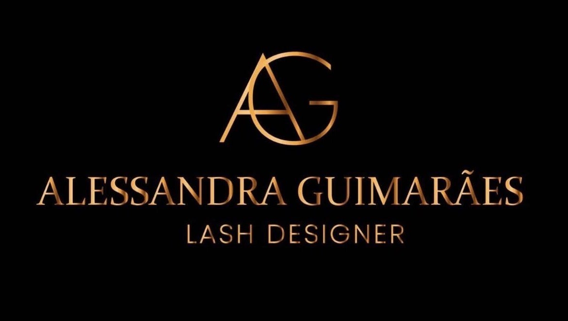 Logo of Lash AG Alessandra Guimaraes, Torres Novas, Santarém, PT in gold on black background.