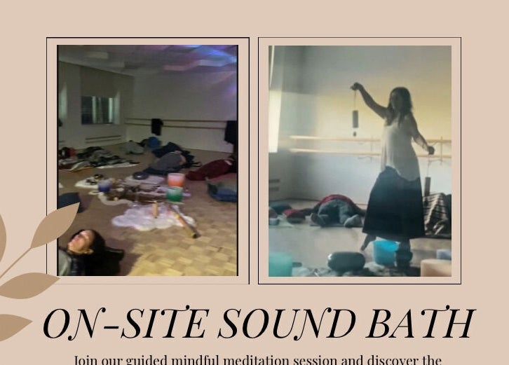 Sound bath session at Massage Verdun Line Boisvert, Montréal, Québec, CA, with tranquil lighting and healing ambiance.