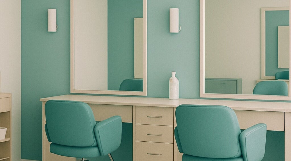 Camillaparrucchieri Paderno Dugnano, Lombardia: postazione moderna con sedia verde e specchio grande.