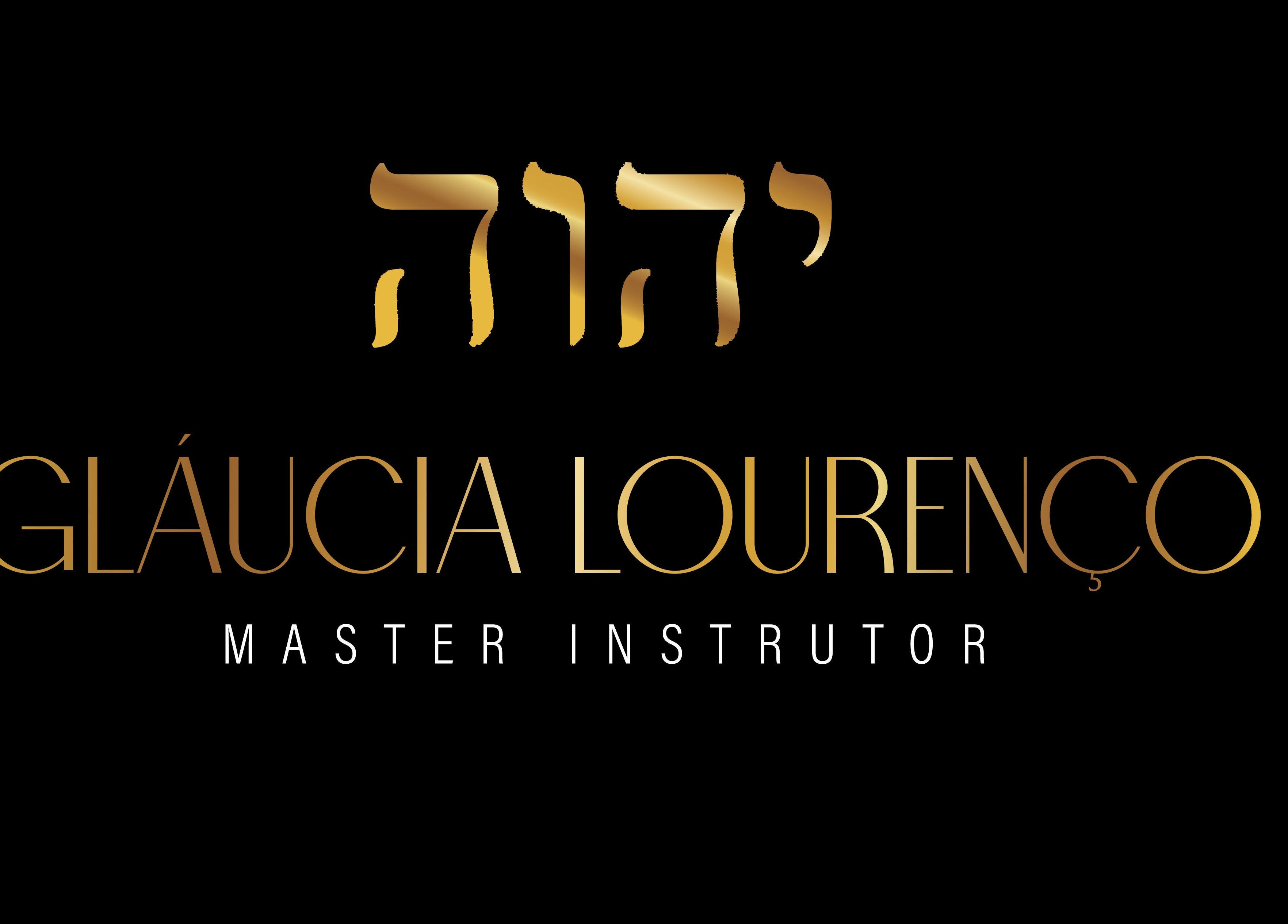 Logo dourado de Gláucia Lourenço Master, instrutora em Braga, Braga, PT, em fundo preto.