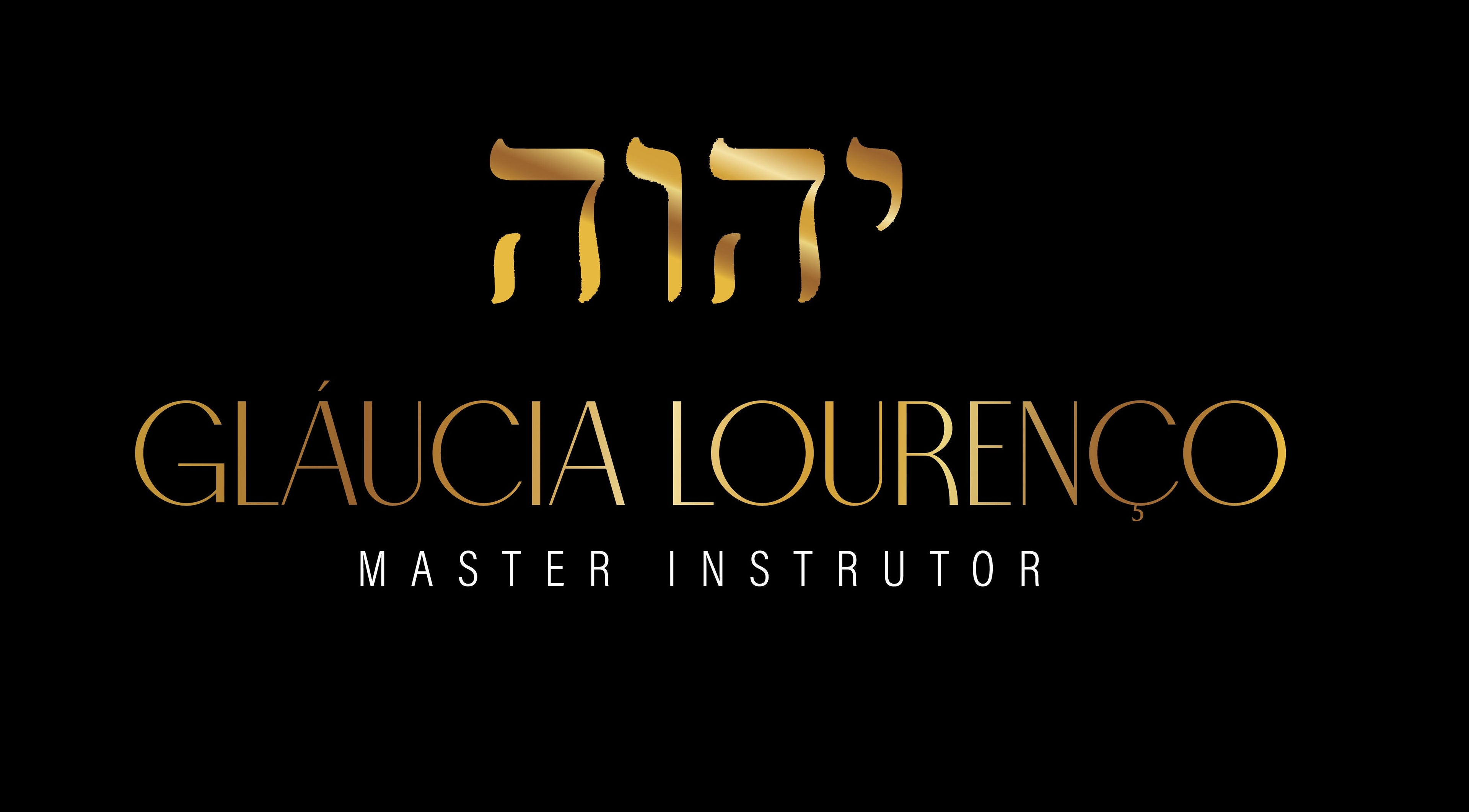 Logo dourado de Gláucia Lourenço Master, instrutora em Braga, Braga, PT, em fundo preto.