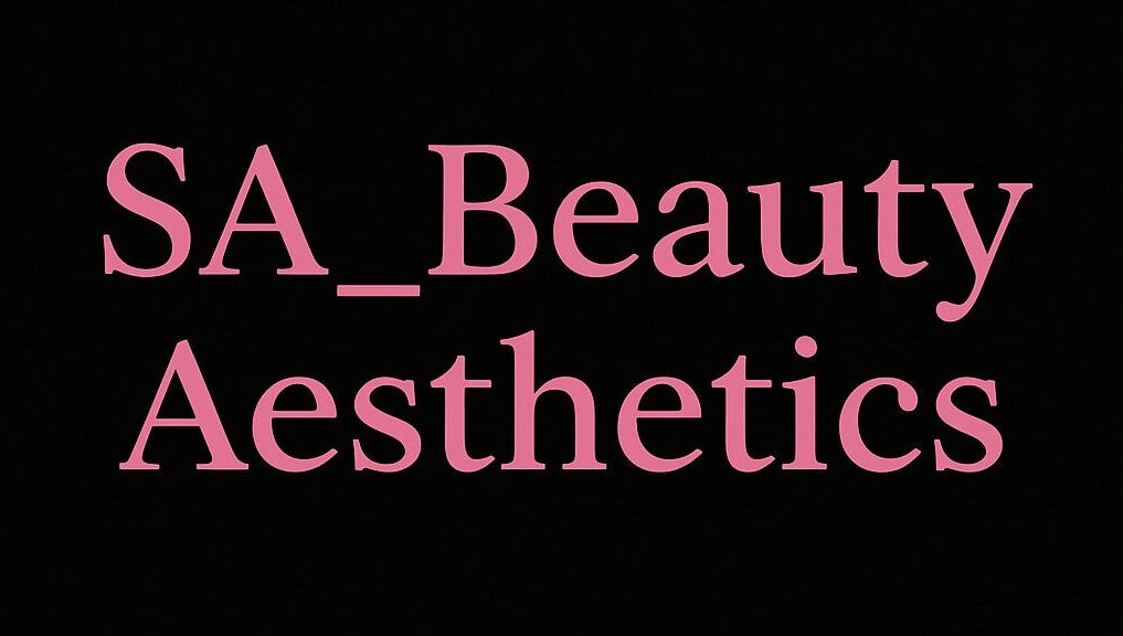 Pink text 'SA_Beauty_Aesthetics' on black background, Nottingham, England, GB venue logo.