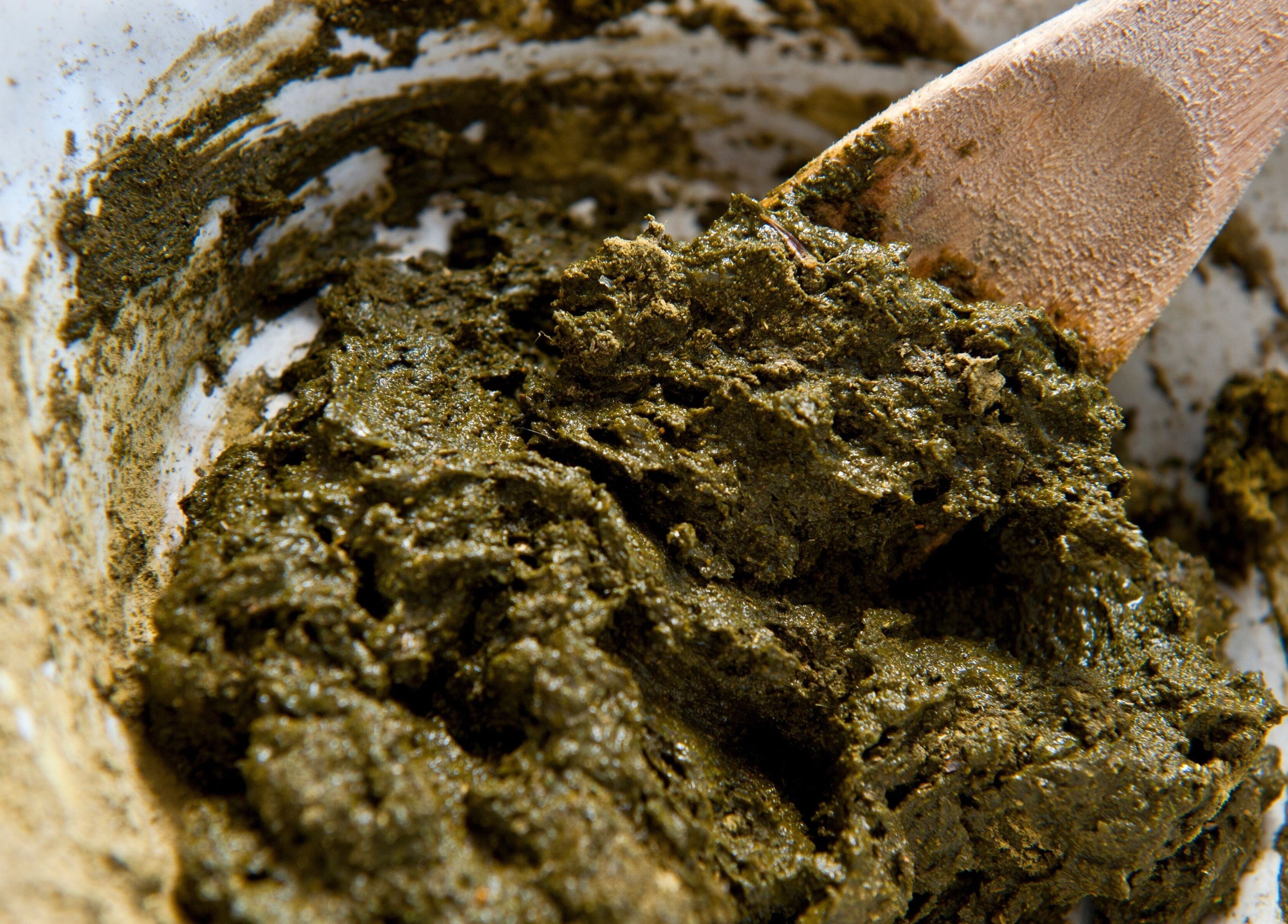 Herbal mixture in bowl at Aloona Studio, Byron Bay, New South Wales, AU for natural beauty treatments.