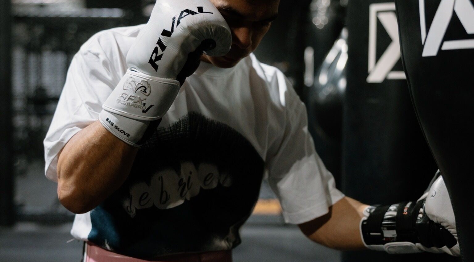 A person training with a punching bag at Team Igusti in Hindmarsh, South Australia, AU.