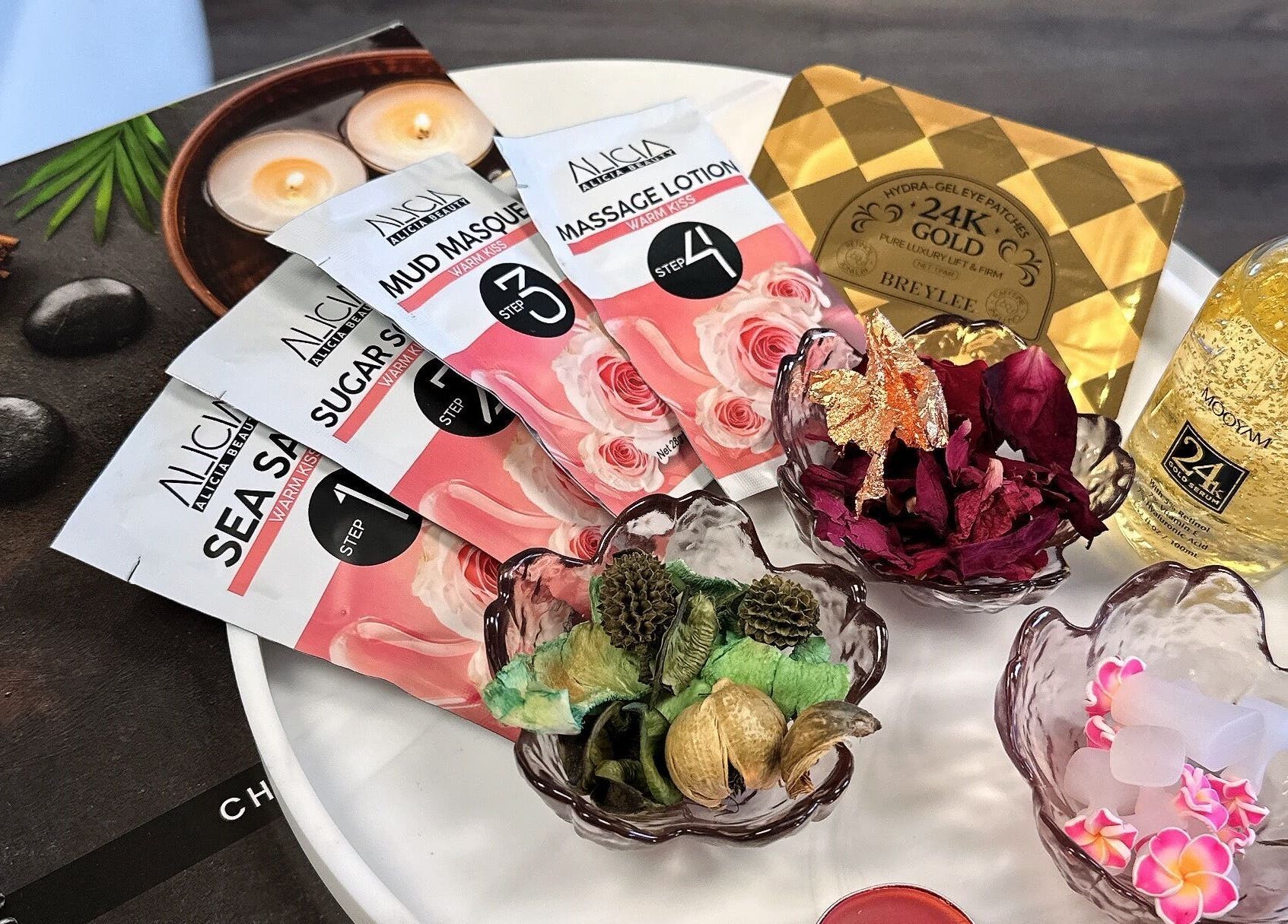 Luxury spa products at Lys Nail Salon, Blackfoot, Idaho, US enhancing wellness atmosphere.