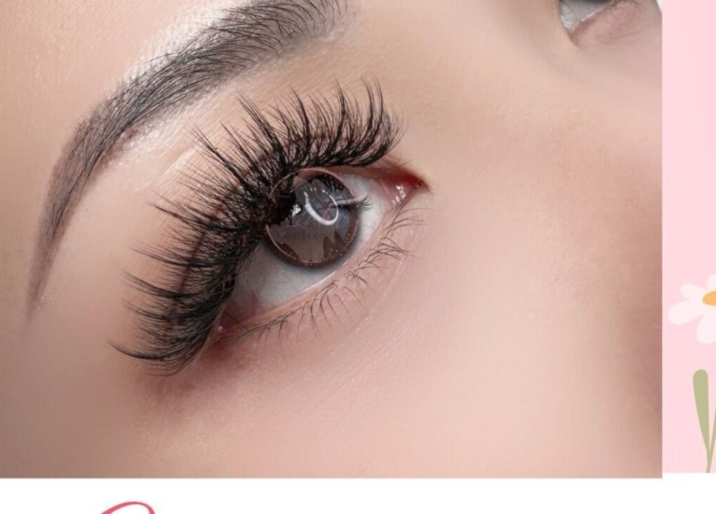 Close-up of a woman with voluminous lashes at VIP Lash & Facial in Folsom, California, US.